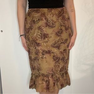 Brown paisley midi skirt